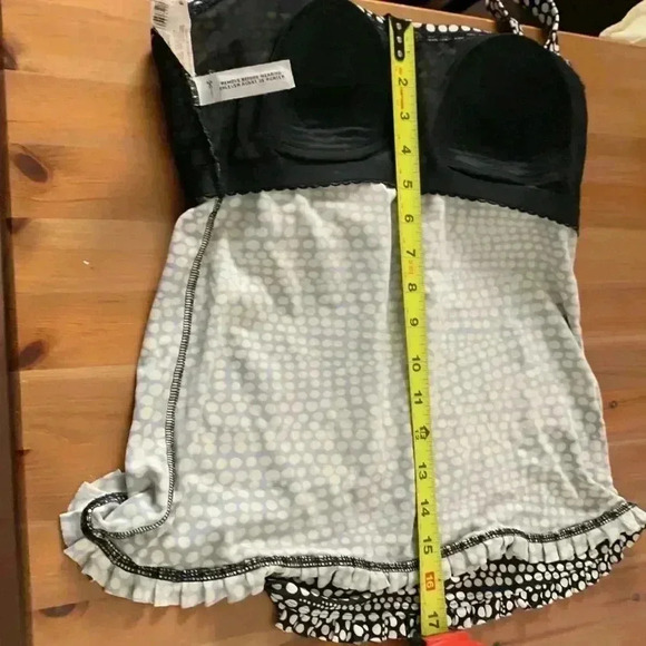 Krista  Black w White Polka Dots Tankini Top w Adjustable Straps & Light Padding - Picture 7 of 8